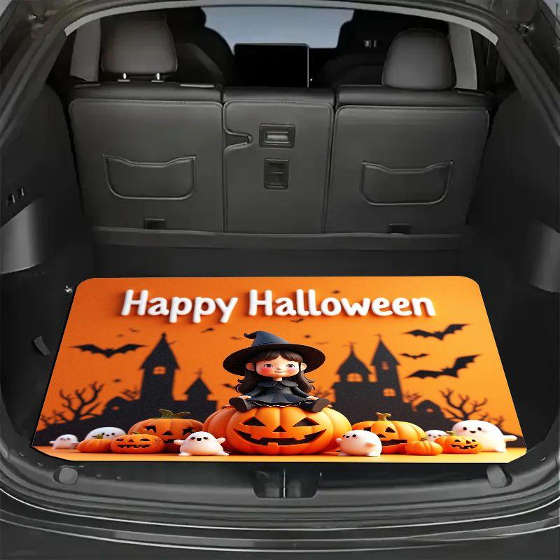 Unheimliche Halloween Kürbis Lichter Kieselgur Rutschfest Abriebfest Schmutzige Kofferraum Fußmatten Heimdekoration
