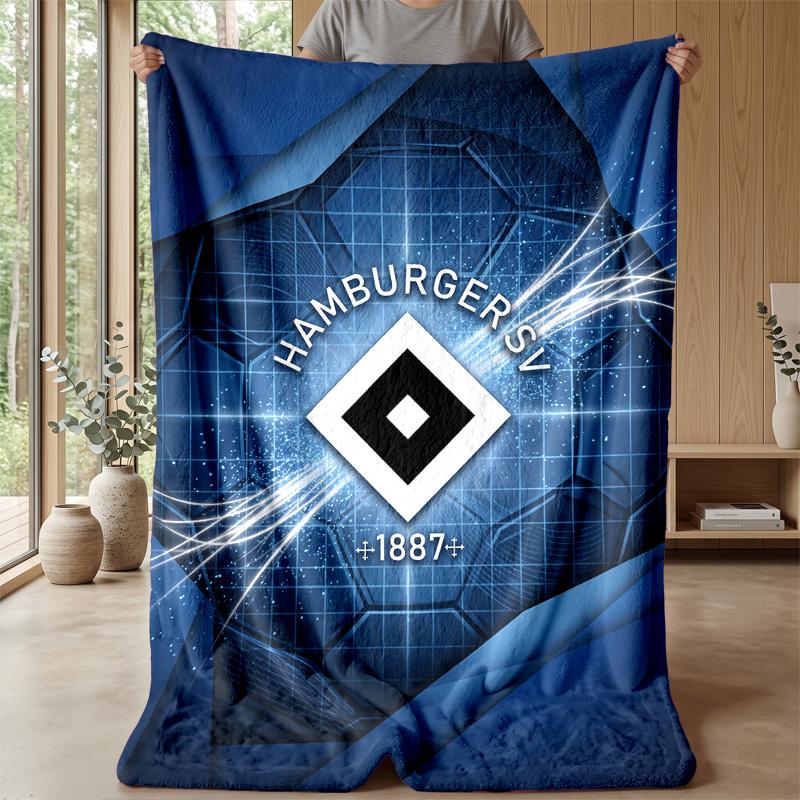 Hamburger SV Football Print Flannel Blanket, Soft Warm Lightweight Throw Blanket for Sofa Bed Camping