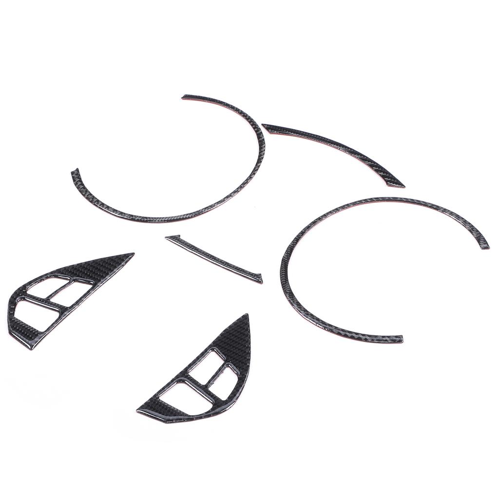 6Pcs Speedometer Frame Trim Steering Wheel Button Decor Carbon Fiber Cover Fit for Mitsubishi