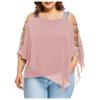 Sexy Women Fashion Plus Size Ladder Cut Overlay Asymmetric Blouse Strapless Tops
