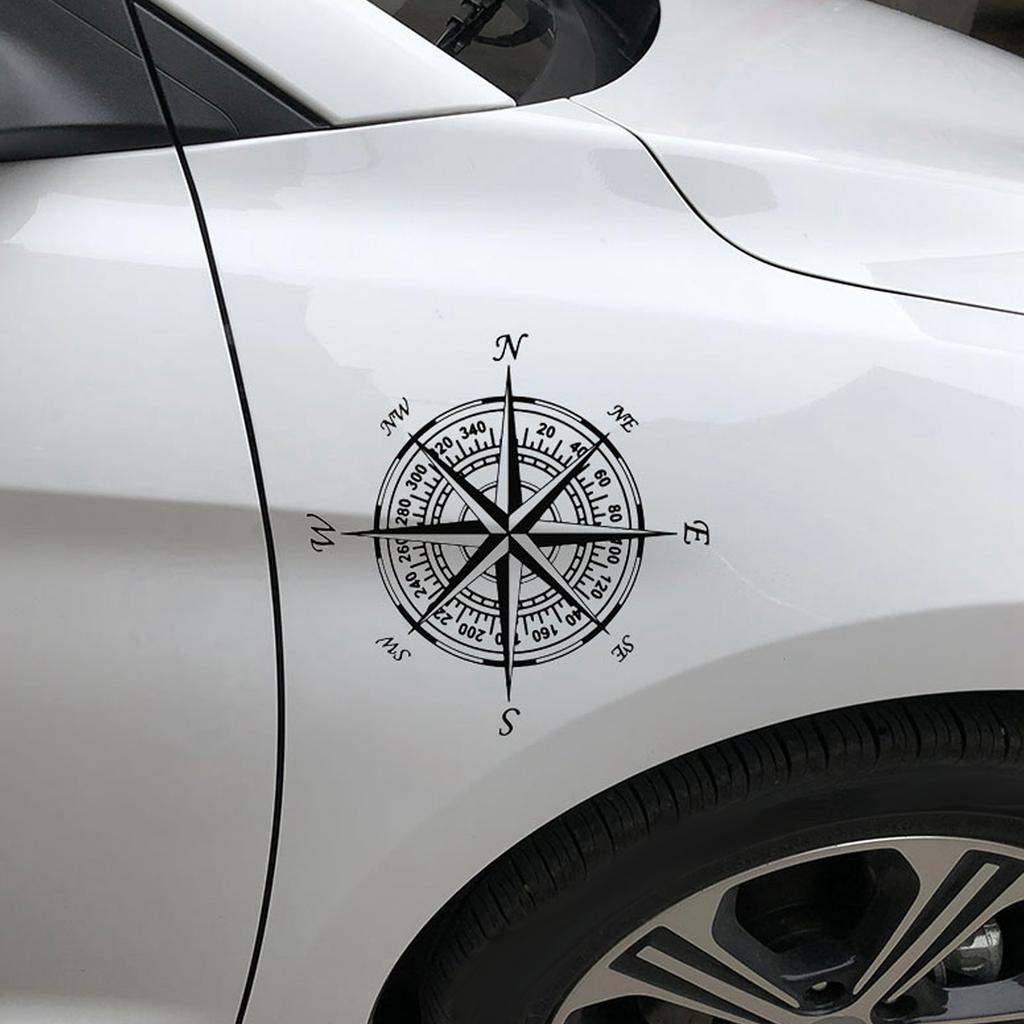 Car Campass Sticker Waterproof Cuttable PVC 20x20cm for Universal Auto DecorationBlack