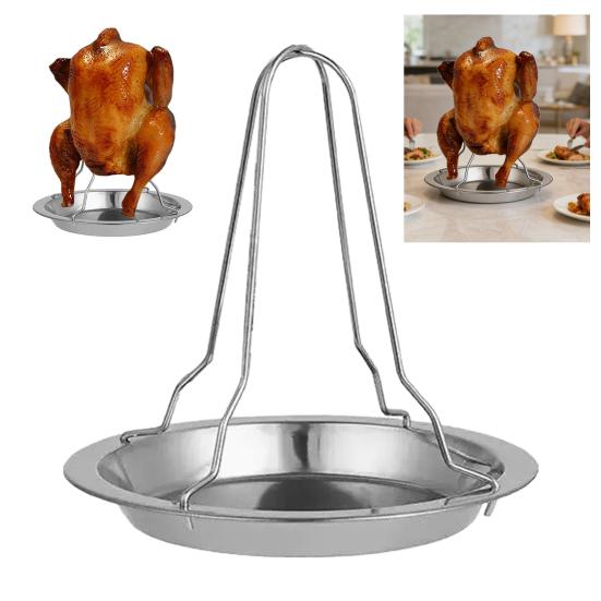 Grilled Chicken Plate Even Heat Distribution Juicy Meat Folding Design Dishwasher Safe Grill Rack Poultry Roasting Accessory
