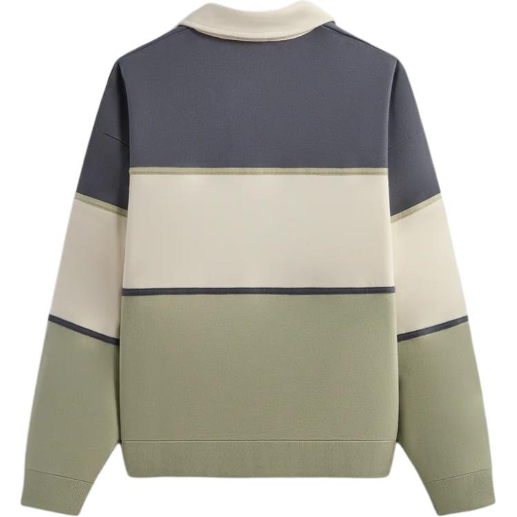 KITH Panelled Nelson Fall 2024 Outdoor Casual Sports Long Sleeve Polo Shirt Men tops Gray White Green KHM032378-480