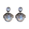 Double-Sided Silver Needle Pearl & Diamond Stud Earrings - Korean Cold Style for Women