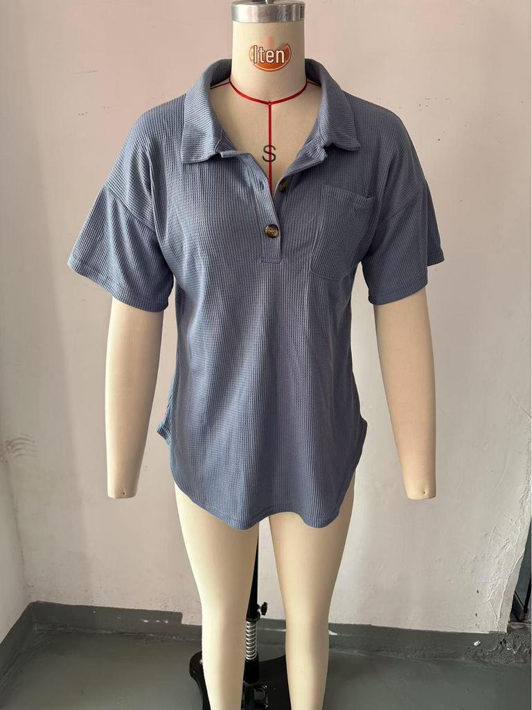 2025 Spring/Summer Women's Waffle Knit Shirt Top - European & American Bestseller