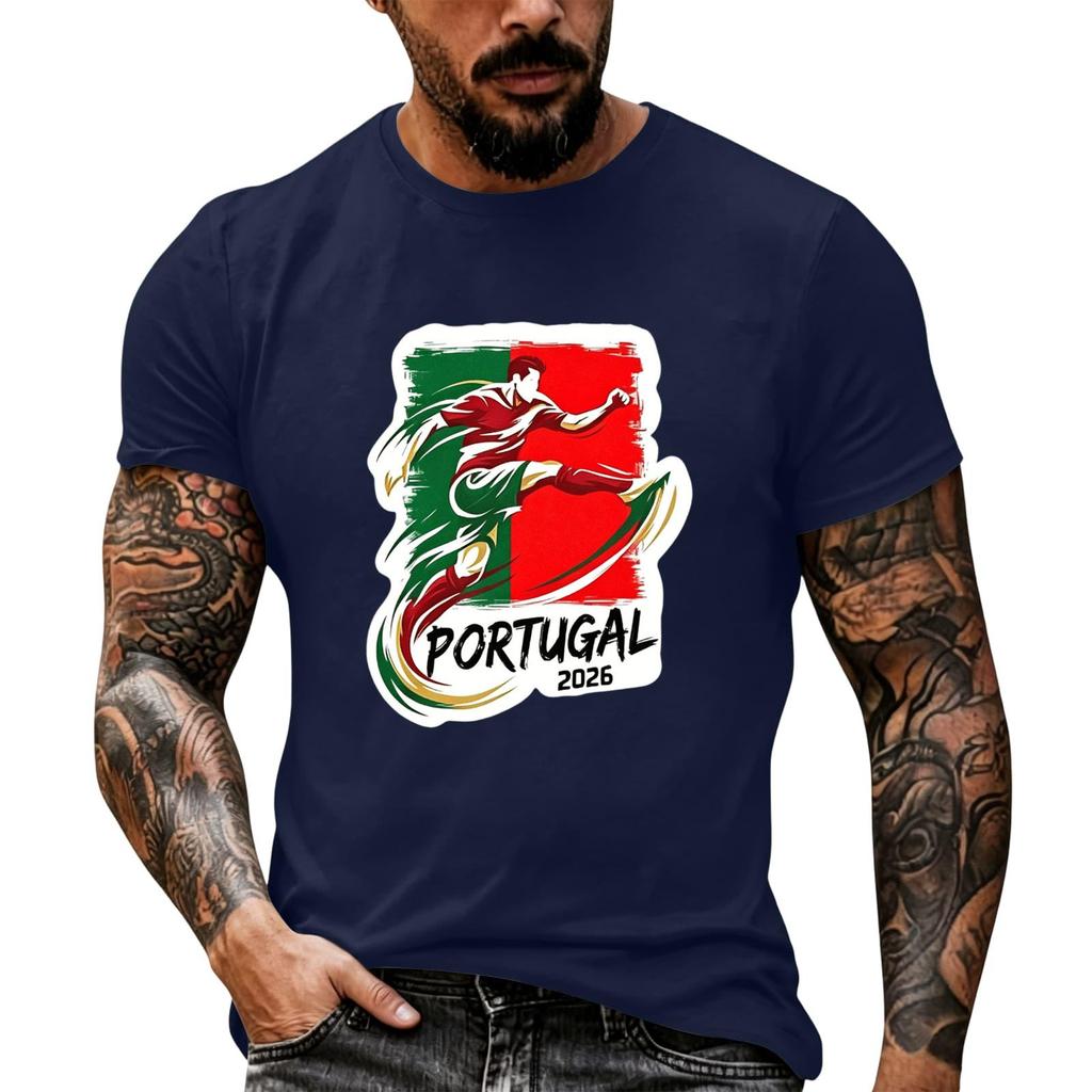 Men's Short Sleeve Crew Neck T-Shirt Soccer Graphic Print Casual Fit Lightweight Soft Fabric Comfortable Wear
