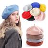 Damen Mädchen Baskenmütze Französische Einfache Wollmützen Warme Wintermütze Vintage Baskenmützen Unifarbene Elegante Damen Wintermützen Kappen