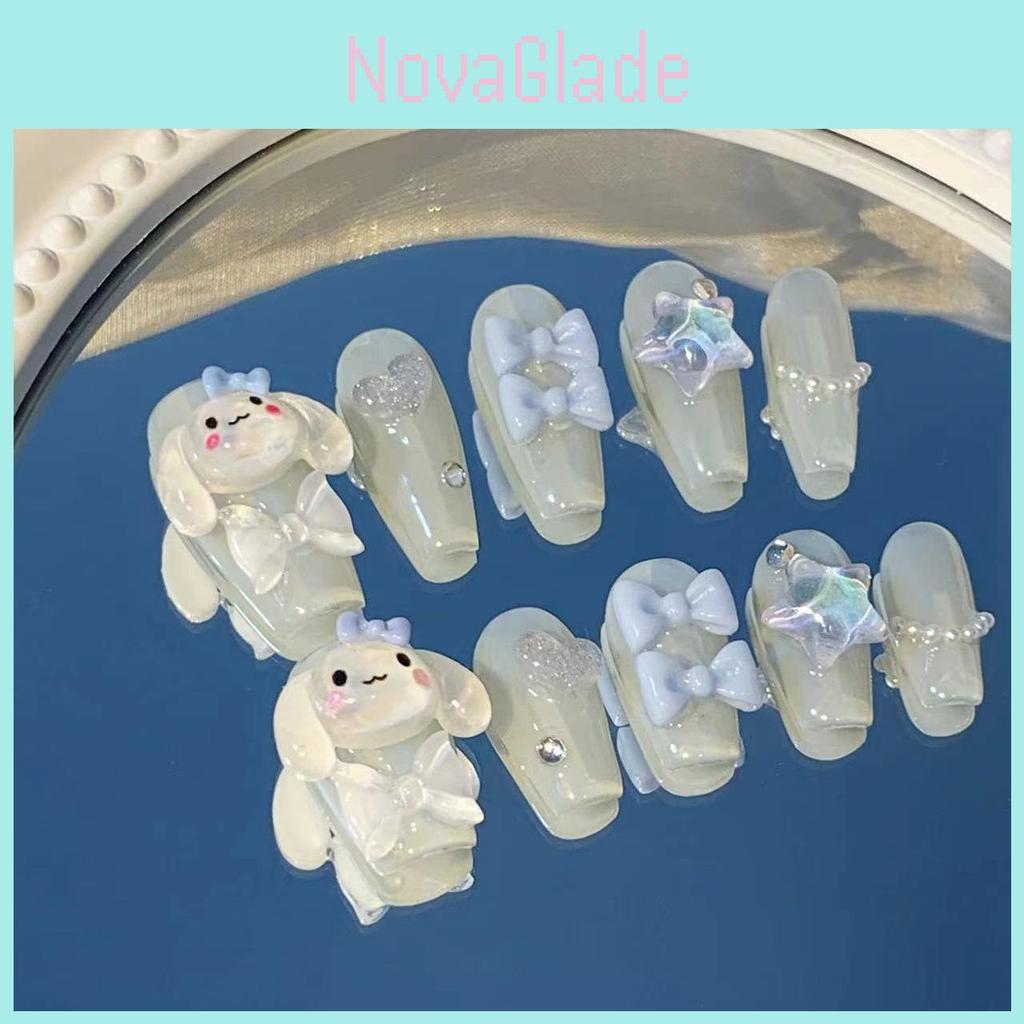 Handmade Cartoon Version Crystal Dog With Detachable Nail Stickers For Girls Adorable And Charming Style