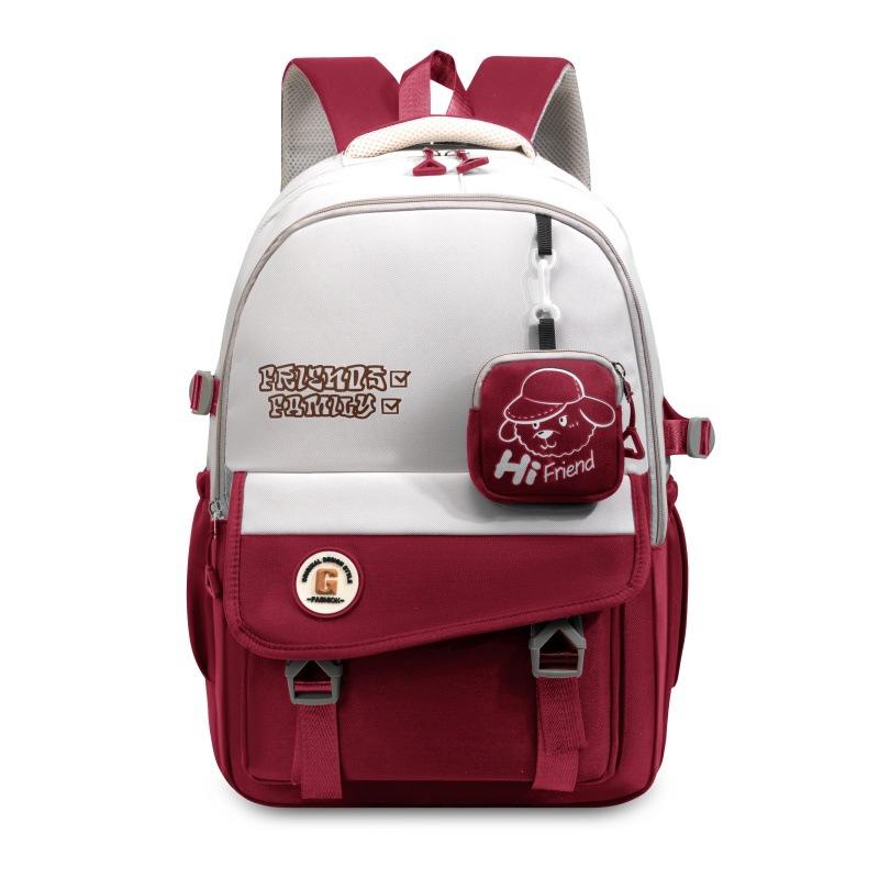 

Student schoolbag contrast high school student large capacity new backpack computer travel backpack spine protection backpack красный