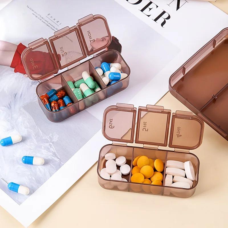 Mini Portable 7-Compartment Medicine Box Travel Pill Organizer Sealed Storage Case for On-the-Go Health Care