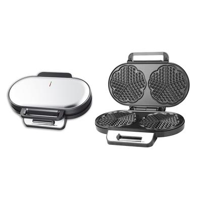 Vaflovač 1200 W na vafle v tvare dvojitého srdca, Vaflovač v tvare srdca s dvojitou vaflovou platňou, Kontinuálny