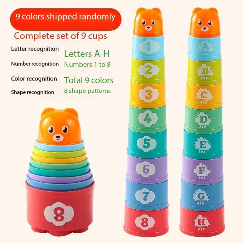 Hot Stacking Cups Fold Cup Early Education Sensory Puzzle Toy Learning While Playing Multi-Cognition Indoor Outdoor Water Play