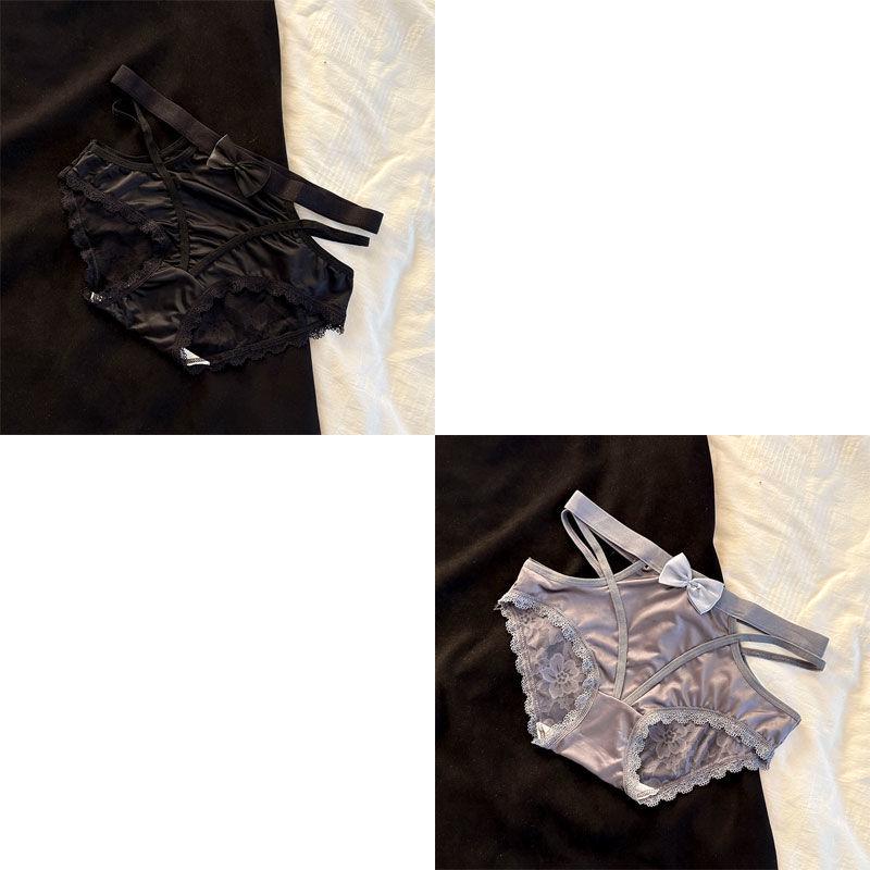 Lace Satin Low Waist Women's Briefs - Sexy French Style with Thin Straps