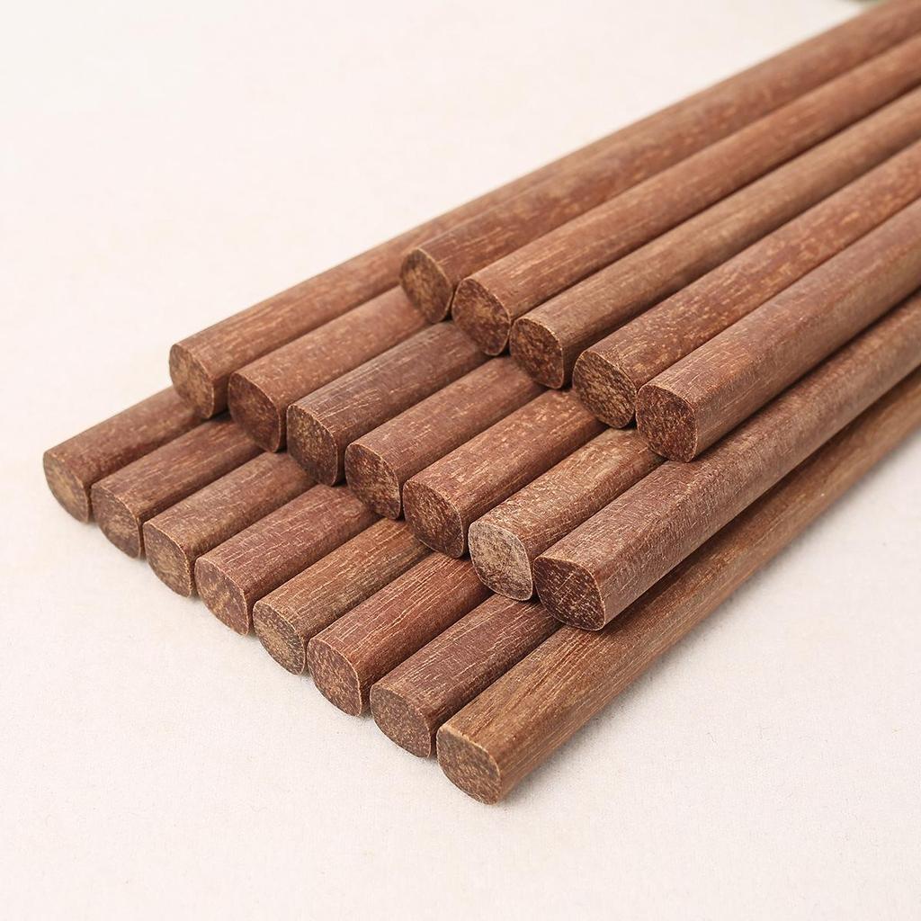 Alishan Solid Wood Chicken Wing Chopsticks - No Paint, No Wax, 10 Pairs, Carved Design Family Pack.