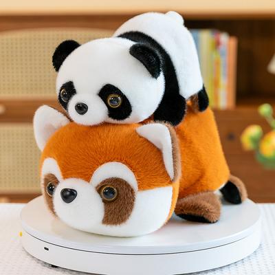 Popular Flip Red Panda Turned Into Raccoon Double-sided Doll Cute Plush Toy Throw Pillow Rag Doll