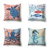 Polyester Pillowcase Peach Leather Velvet Cushion Cover Marine Life Seahorse Octopus Printed Pillowcase Car Cushion