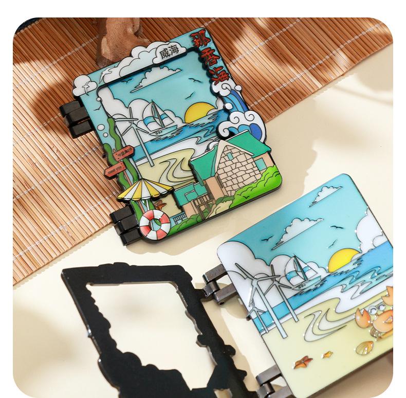 Weihai Scenic Spot Flip-Page Refrigerator Souvenir Sticker, Chinese Style