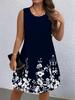 Elegantes ärmelloses Midi-Kleid mit floralem Print für Damen (Europäisch & Amerikanisch), Übergrößen erhältlich