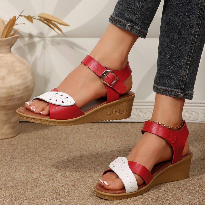 Fashion 2025 Fashion Open Toe Women's Sandals Summer Casual Plus Size Color Matching New Comfortable Best Seller Light Wedge Sandals