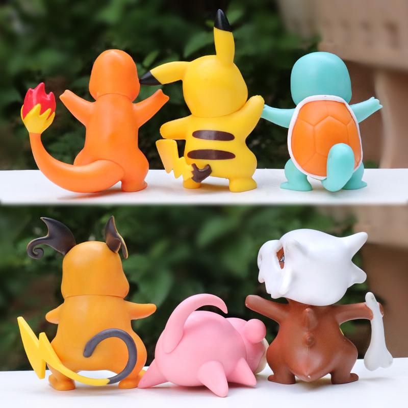 6pcs/set Pokemon Anime Figures Model Toys Charmander Psyduck Squirtle Kawaii Collect Doll Decoration Gift