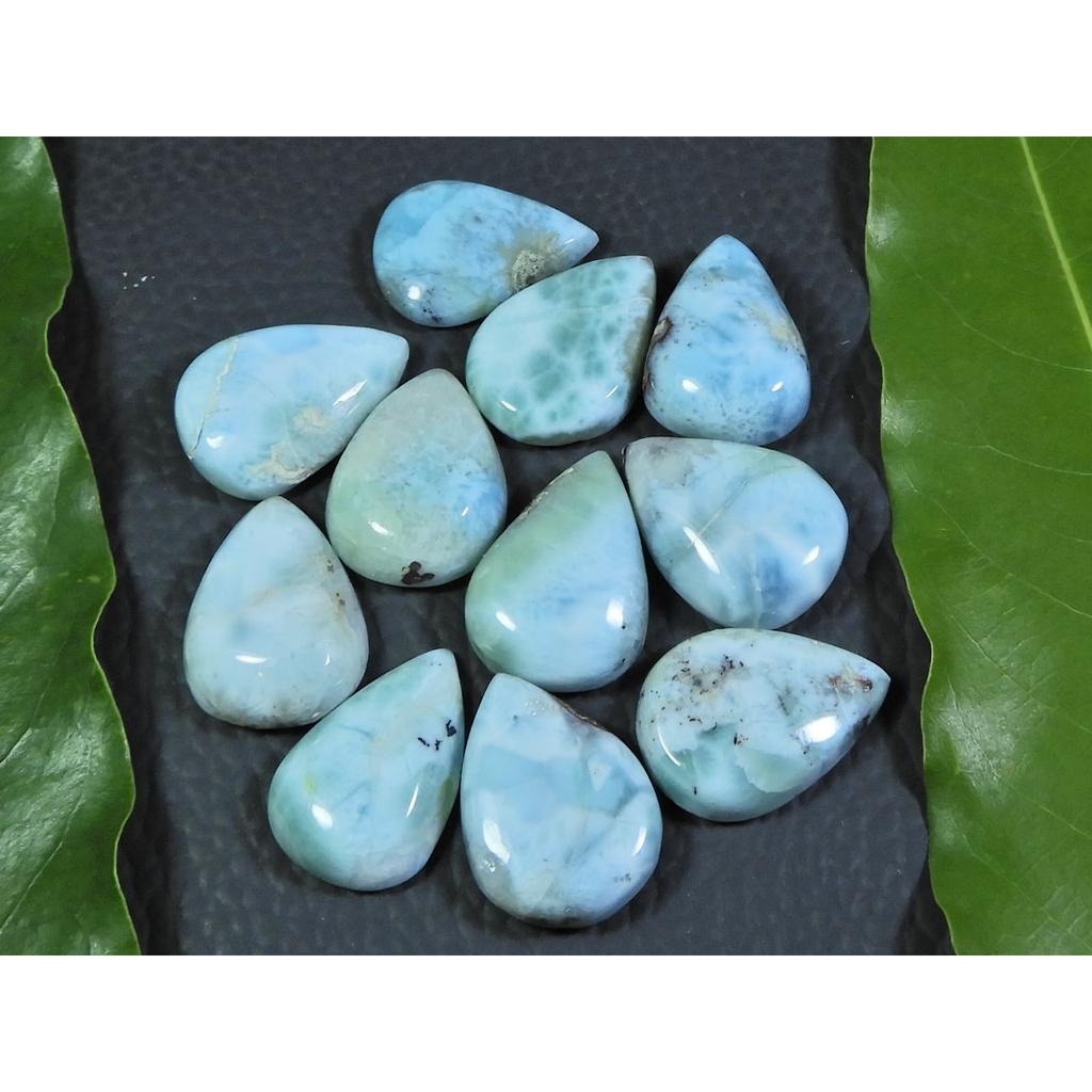 13x18MM Blue Larimar Natural Cabochon Pear Loose Gemstone Lot 11Pcs 107Cts. A-50