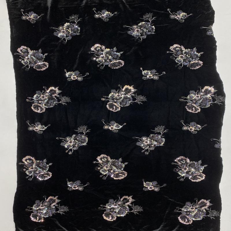 Velvet-backed bead tube + large and small sequins, women's skirt, cheongsam dress, coat, beaded embroidery fabric