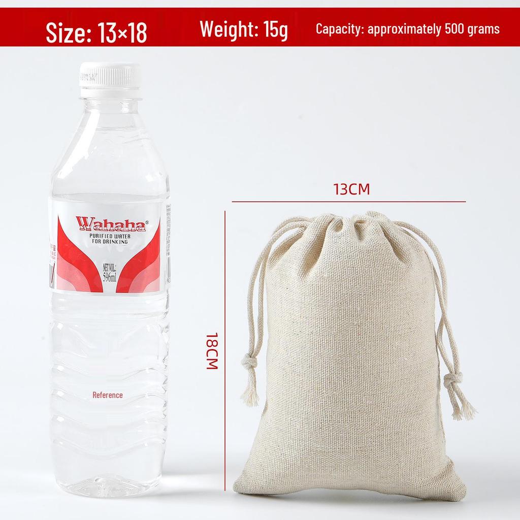 Cotton Linen Drawstring Canvas Bag, Single Layer Breathable Storage for Sundries