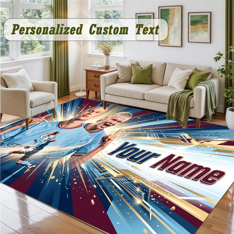 Crystal Velvet Square Rug Custom NameErling Haaland Pattern Non Slip Home Floor Decor Rug