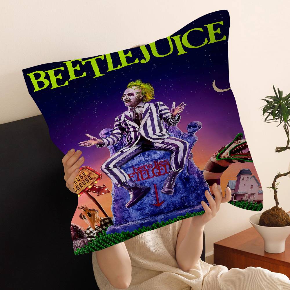 Classic Movie B-Beetlejuice Decorative Room Aesthetics Pillow Case Home Decor Bedroom Sofa Bed Couch Pillow Cover 45x45