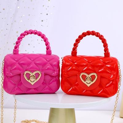 Kids PU Leather Crossbody Bags Girls Heart Shoulder Bags Children Mini Coin Purses Jelly Bag Kids Handbag Gifts