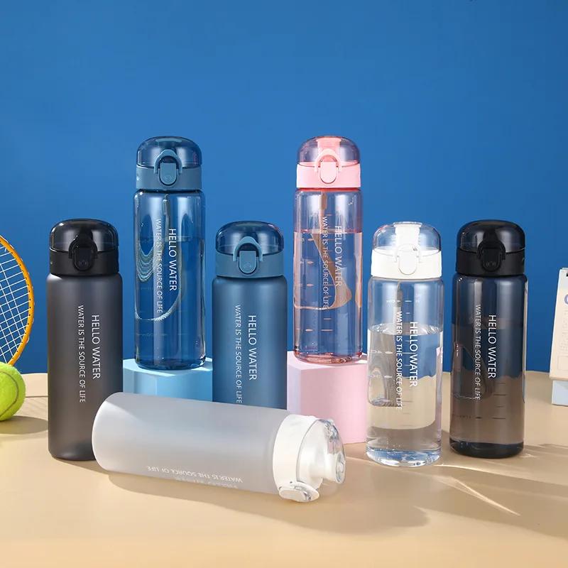 Large Capacity Plastic Water Bottle Transparent Portable Sports Travel Coffee Milk Tea Cups Leakproof Drinking Frosted Bottles
