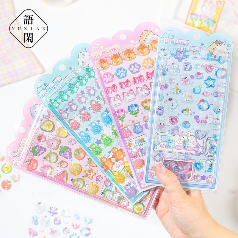 D Embossed Cute Cartoon Animal Granule Stickers For Phone Case Guka Diy Decoration
