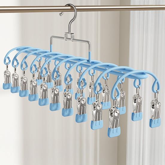 Windproof Clothes Hanger 20 Clips Sock Hanger Stainless Steel Drying Rack for Socks Underwear Baby Clothes Diapers Towels