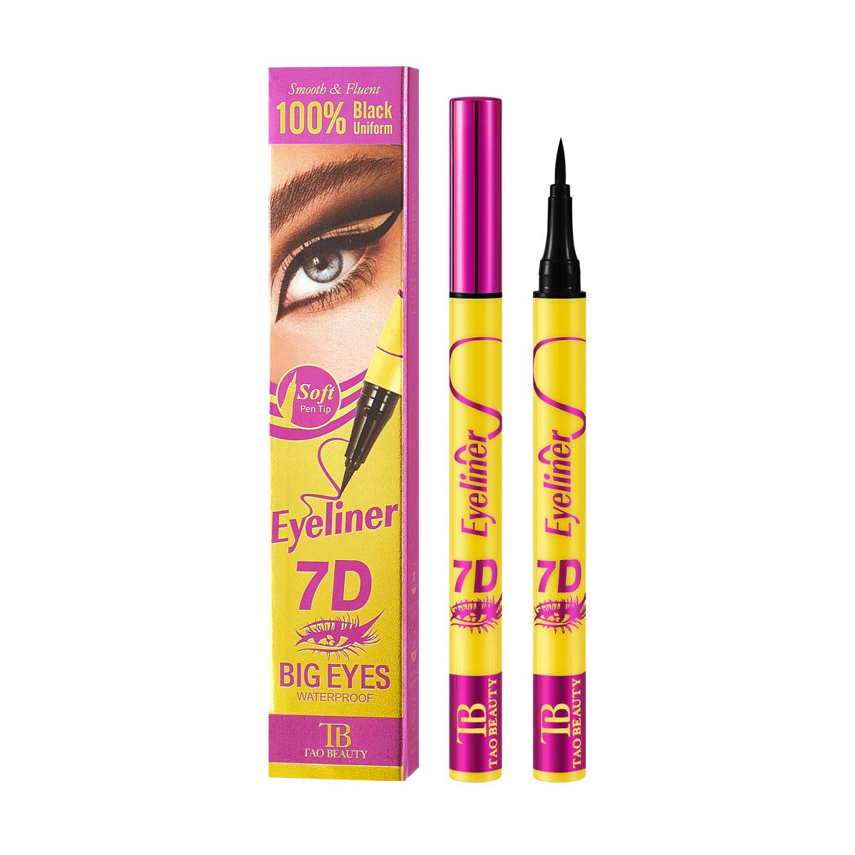 1Pcs Black Fine Long Lasting Liquid Eyeliner Waterproof Quick-drying No Fading 7D Eyeliner Beginner Friendly Big Eye Makeup New