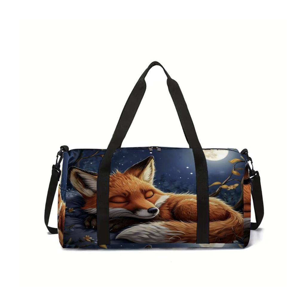 Fox Pattern 2D Flat Cartoon School Travel Bag Large Capacity Zipper Luggage Bag Best Gift for Boys Girls Fashion Style