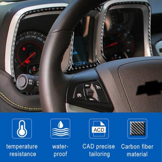 5Pcs Carbon Fiber Interior Speedometer Surround Cover Trim For Chevrolet Camaro