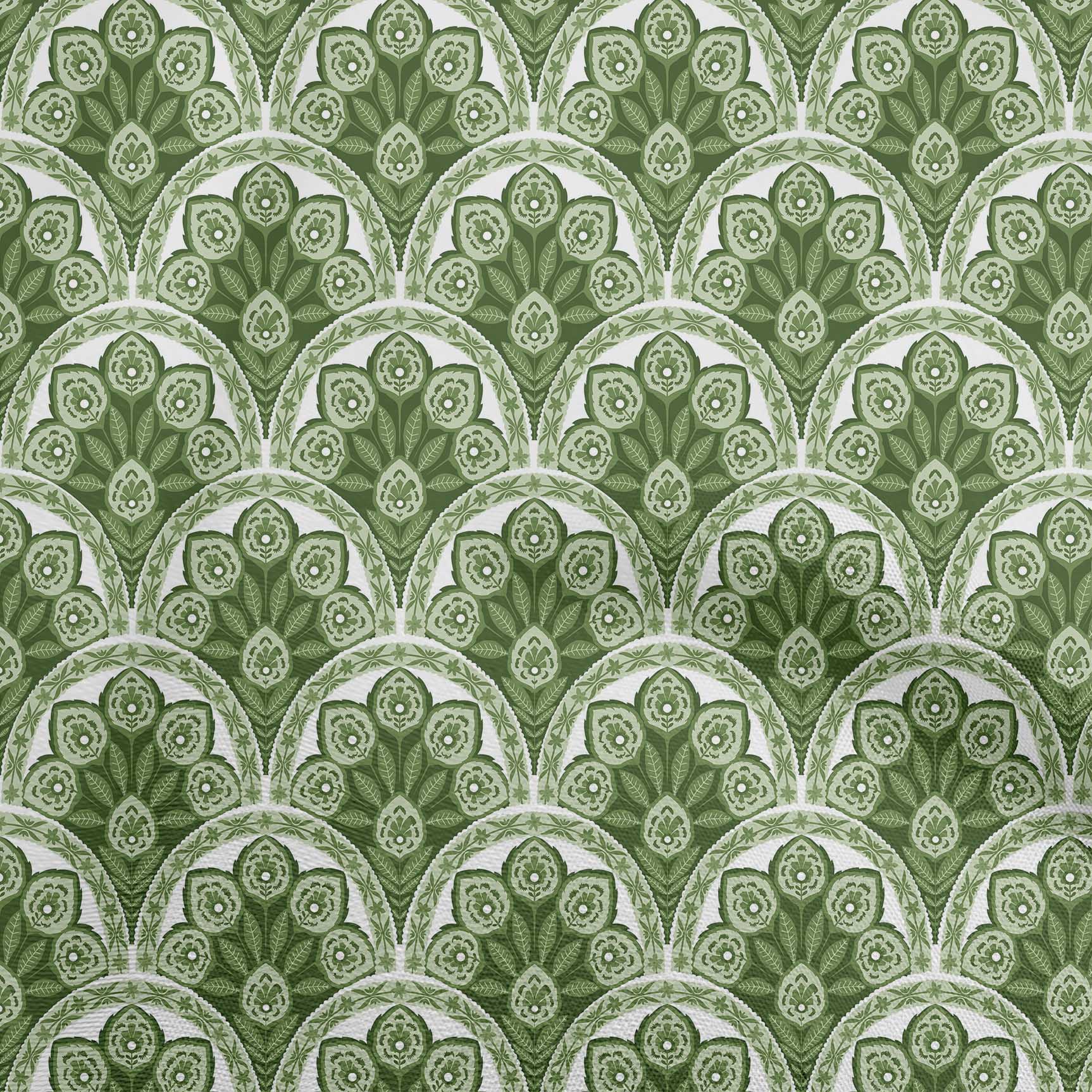 

oneOone Бавовняна флекс темно-пурпурова тканина Азіатська плитка з квітковим орнаментом Тканина для пошиття друкованої тканини для рукоділля у дворі 40 дюймів 42 Inch Wide - Viscose Chiffon зелений