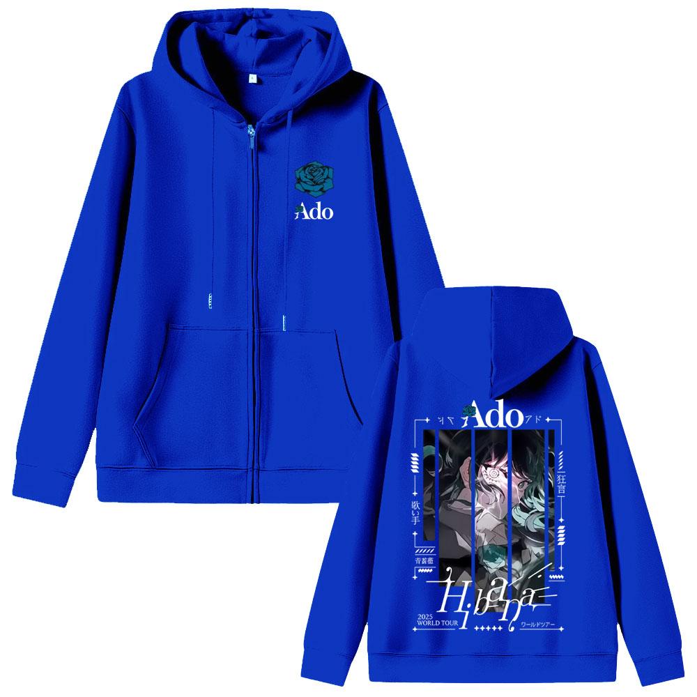 Ado World Tour  Hibana Zipper Hoodie Men Women Fashion Japanese Style Zip Up Jacket Unisex Casual Vintage Zip Up Sweats