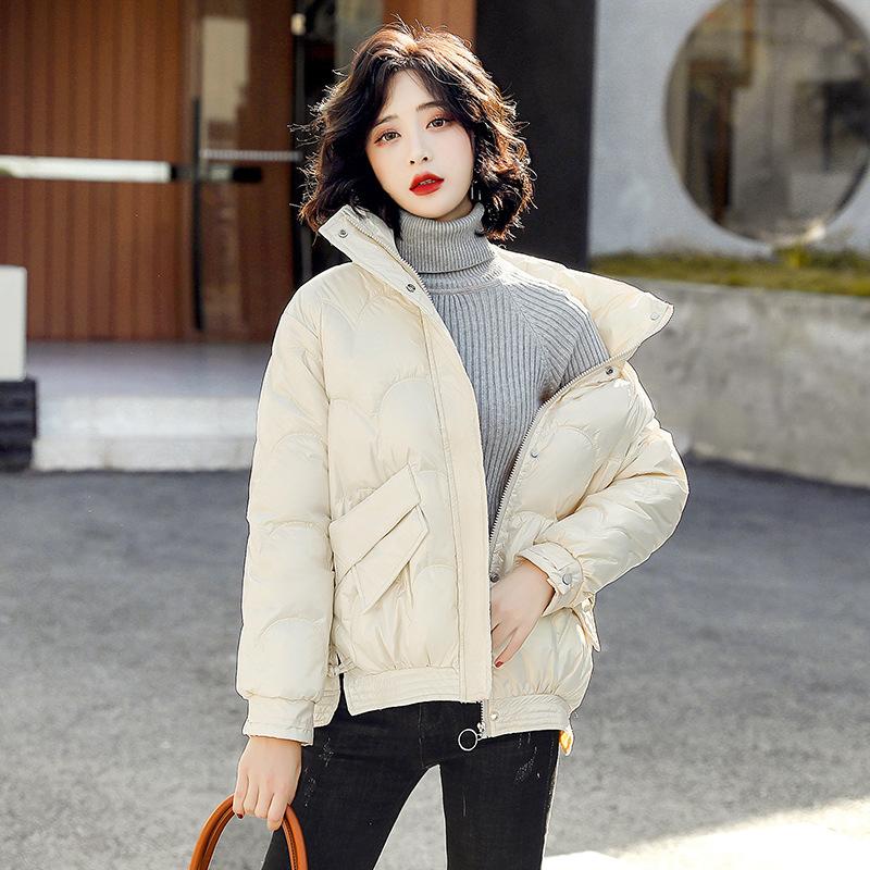 

Glossy Short Cotton Clothes Women s Korean Version Loose New Light Cotton-padded Clothes Winter Coat 2XL белый
