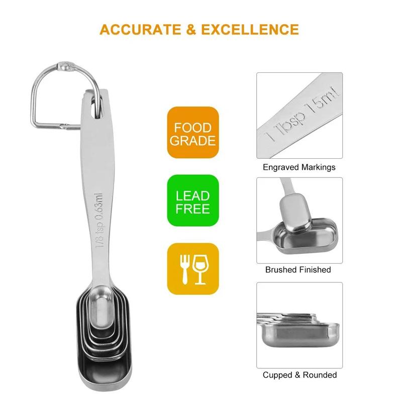 6Pcs Measuring Spoon Set Stainless Steel Kitchen Measuring Spoons Spice Sugar Coffee Spoon Measure Scoop Kitchen Accessories