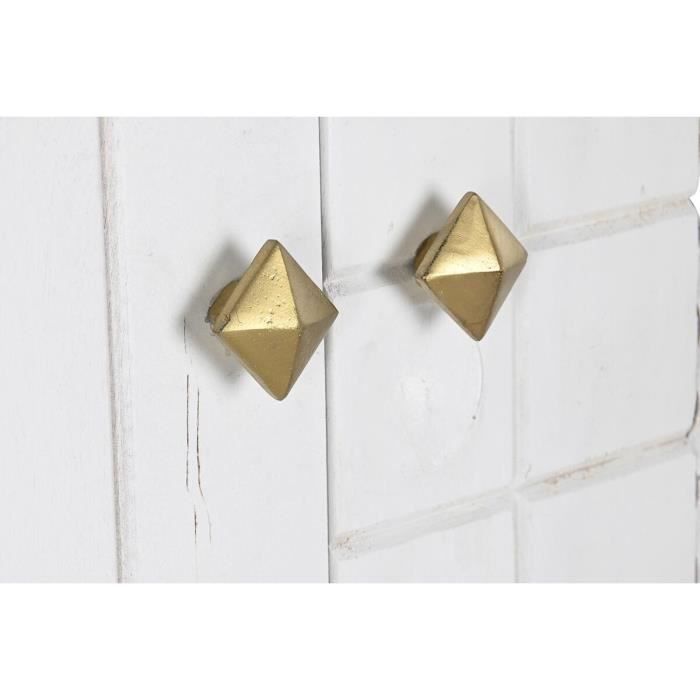 Buffet - Métal blanc et bois de manguier - Design moderne et élégant - 91 x 44 x 152 cm