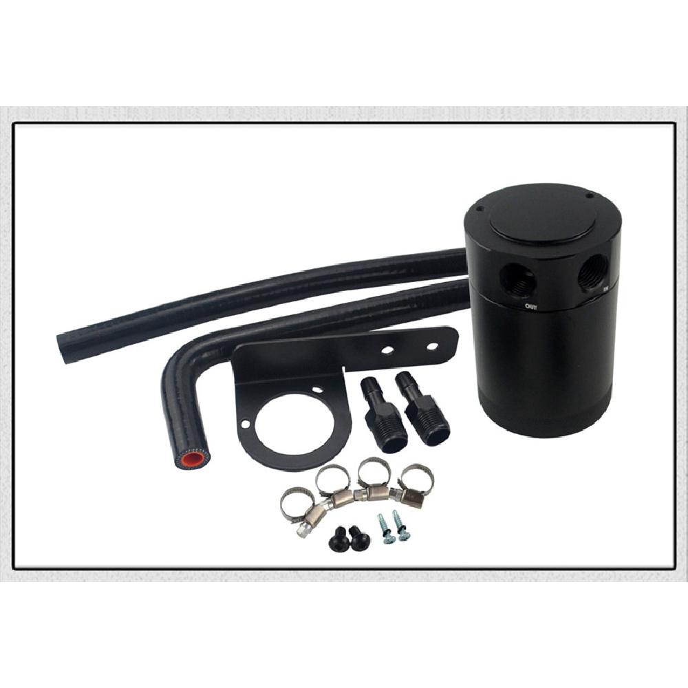 Oil Catch Can Tank / Air-Oil Separator Kit For Honda Civic 16-17 Black With Hose