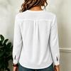 Top da Donna in Chiffon Ricamato a Maniche Lunghe con Scollo a V Blusa Elegante per l'Uso Quotidiano