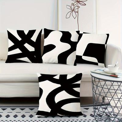 Abstract Simple Black Line Printed Pillowcase Living Room Sofa Chair Cushion Cover Home Room Decoration Without Pillow Core