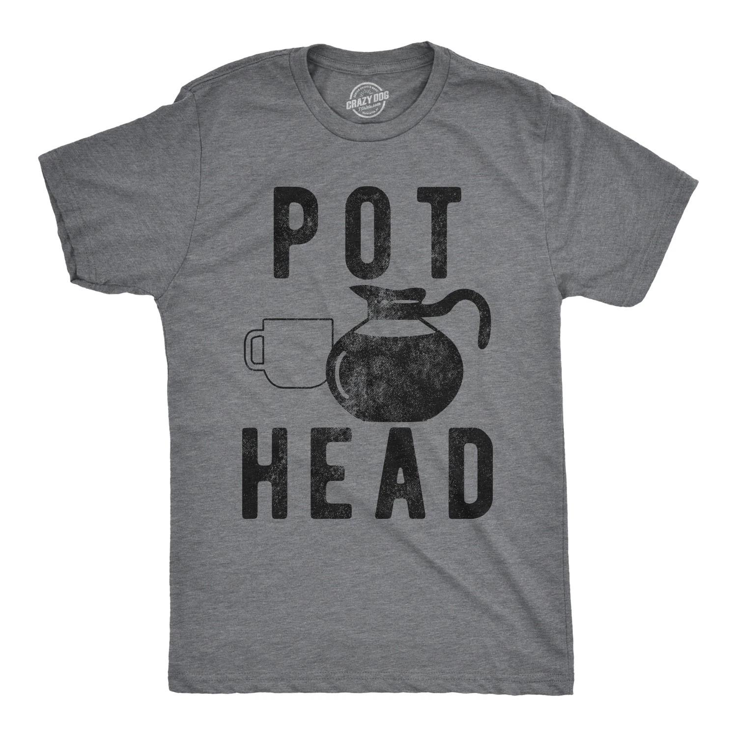Mens Pot Head T Shirt Funny Coffee Tee for Guys Caffeine Sarcastic Tee XL