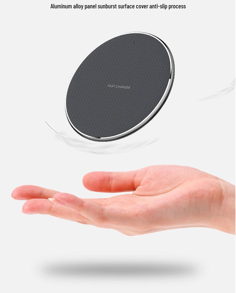 Ultra-Thin 15W Aluminum Wireless Charger, Compatible with Huawei & Apple Phones