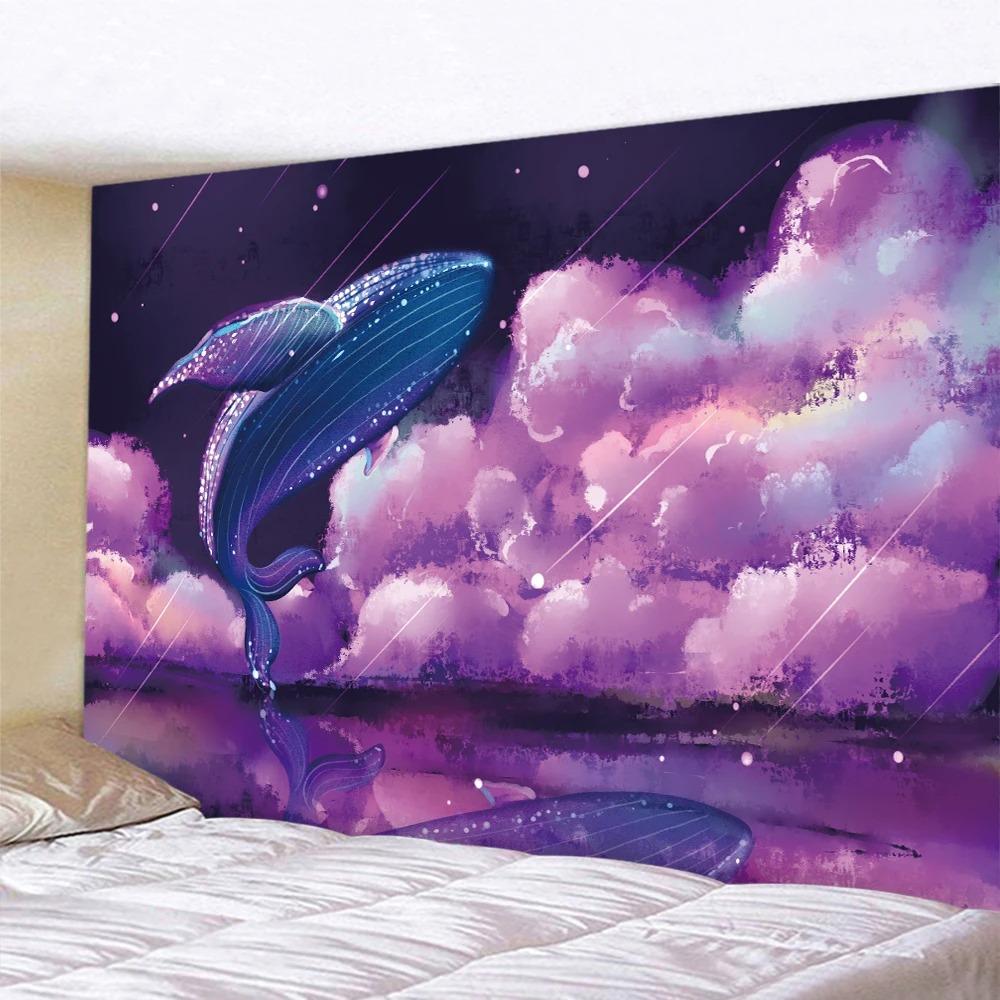 Whale Girl Healing Decoration Hanging Cloth Home Wall Decoration Tapestry Office Living Room Tapestry
