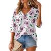 Women's V-Neck Retro Floral Print Lightweight Blouse for Spring and Summer