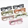 New Fashion Anti Blue Light Glasses Simple Square Large Frame Flat Light Glasses Ink Pattern Design Eyeglasses Frame Female
