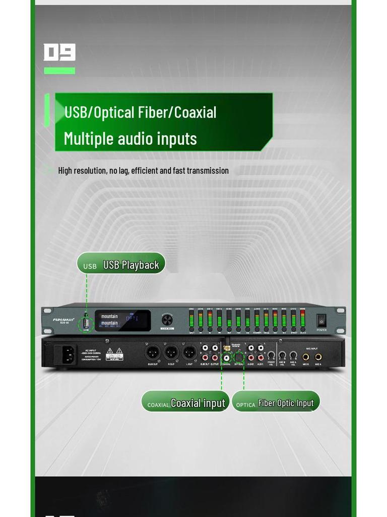 Professional Karaoke Stage & Home Audio Processor with Preamp, Anti-Howl, Equalizer, and Reverb Effects
